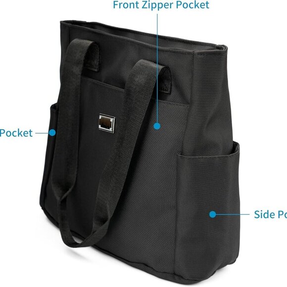 Women Nylon Tote Bag with Multiple Pockets Waterproof Shoulder Handbag for Work - Picture 3 of 7